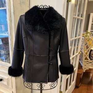 Faux leather and fur bomber